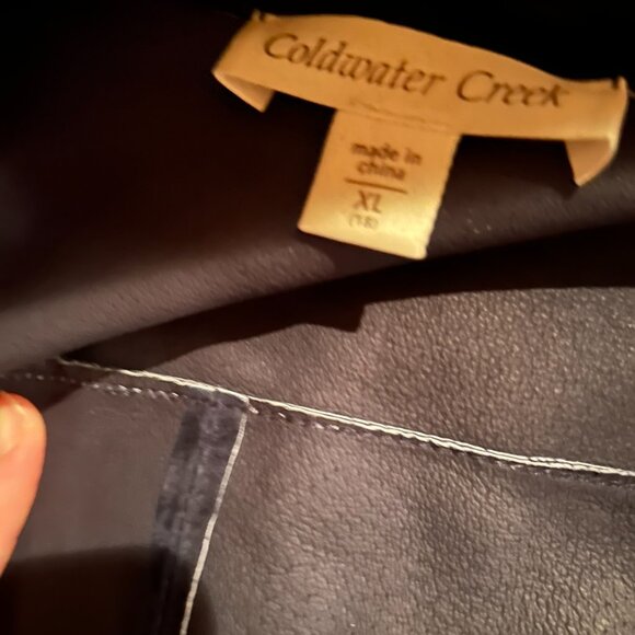Coldwater Creek Women's Dark Navy Genuine Suede Leather Shirt Jacket XL - Picture 10 of 13